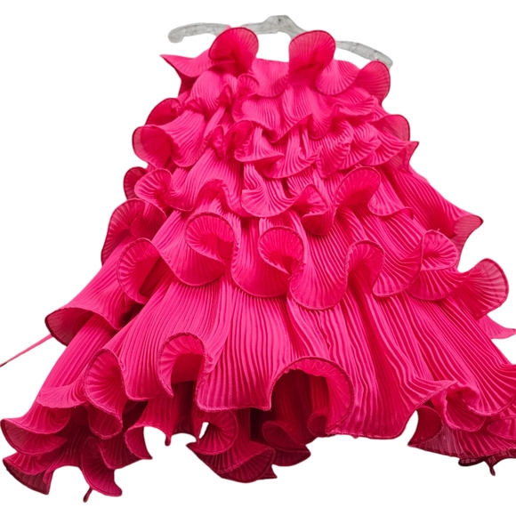 Nwot Akira Hot Pink Pleated Tiered Ruffle Adjustabl Spaghetti straps Par… - Picture 9 of 17